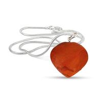 Aashita Creations Red Jasper Natural Healing Stone Pendant Heart Shape Crystal Stone Pendant/Locket with Metal Chain