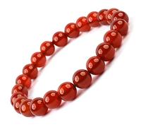 Aashita Creations Red Onyx Natural Semi Precious Crystal Stone 8mm Beads Bracelet for Reiki Healing and Crystal Healing Chakra Stones