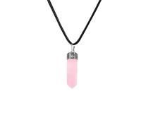 Aashita Creations Rose Quartz Healing Crystal Pendant, Unisex Pendant, Crystal Chain Necklace, Crystal Locket (Pencil Shape)