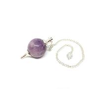Aashita Creations Round Ball Crystal Dowsing pendulum for Reiki Healing, Meditation, Crystal Healing (Amethyst)