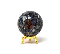 Aashita Creations Sodalite Orgone Energy Sphere Ball with Holder - Natural Carved 50-60 mm