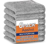 Aashvi 6 paños de alambre de doble capa para lavar platos, no rayan, multiusos, duraderos, para mojado y seco, dos capas, reutilizables, de alambre de acero, paños de limpieza para cocina y estufa (6)