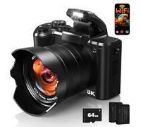 Aasonida Cámaras digitales 8K para fotografía, enfoque automático, 88 MP, WiFi, cámara de vlogging para YouTube con lente selfie, cámara de video profesional con flash, pantalla táctil, parasol de