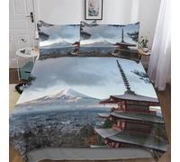 AASWSWW Japan Mt Fuji - Juego de funda de edredón 3D de microfibra, 2 piezas con fundas de almohada, fundas de edredón suaves para niños y adultos, individual (135 x 200 cm)