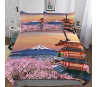 AASWSWW Japón Mt Fuji Juego de ropa de cama de 2 piezas, con funda nórdica y funda de almohada, para niños y niñas, microfibra, juego de cama individual (135 x 200 cm)