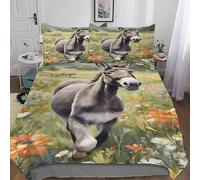 AASWSWW Juego de funda de edredón de burro, funda de edredón de 3 piezas, funda de edredón para dormitorio de adultos, ropa de cama con impresión 3D, juego de cama de microfibra suave tamaño King (220