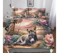 AASWSWW Juego de ropa de cama de burro con funda de almohada de microfibra suave, 3 piezas, para niños, niñas y adolescentes, doble (200 x 200 cm)