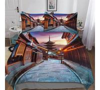 AASWSWW Kyoto Japón - Juego de cama para niños, adultos, funda nórdica de microfibra, 2 piezas, funda nórdica y fundas de almohada individual (135 x 200 cm)
