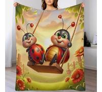 AASWSWW Ladybug Bedding - Manta de franela suave para las cuatro estaciones, para sala de estar, al aire libre, manta mullida para viajes, camping (100 x 130 cm)