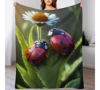 AASWSWW Ladybug Bedding - Manta de franela suave para las cuatro estaciones, para sala de estar, al aire libre, manta mullida para viajes, camping (140 x 180 cm)