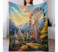 AASWSWW Manta de franela con ruedas de la fortuna para sofá, dormitorio, sofá, viajes, manta de forro polar de microfibra, mantas de cama suaves y afelpadas (130 x 180 cm)