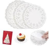 Aatpuss 450 Piezas Tapetes de Encaje de Papel, Posavasos Redondos de Papel, Desechable Tapetes de Encaje, Decoración Blondas de Pape Para Tartas Postresbocadillos Bodas Fiestas