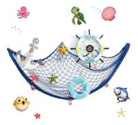 Aatpuss Decoración de Red de Pesca, Red de Pesca de Algodón, Marco Decorativo Marítimo, para Fiestas Temáticas en Hoteles, Posadas, Cafés, Librerías, Restaurantes