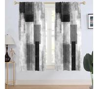 AAtter Cortina de Ventana Negra Gris y Blanca Abstracta geométrica Plateada estética Minimalista niños Adolescentes Sala de Estar Dormitorio Cortinas Tratamiento Tela 1 par decoración del hogar, 42