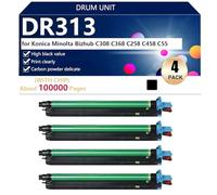 aauot Alto Rendimiento DR313 Tambor de Repuesto para Konica Minolta Bizhub C308 C368 C258 C458 C55 Impresoras, Transparente y Duradero,Black-4 Pack