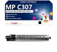 aauot Alto Rendimiento MP C307 Cartucho de Tóner de Repuesto para Ricoh Aficio MP C307 C407 Impresoras, Transparente y Duradero,Black-1 Pack