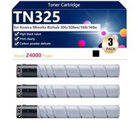 aauot Alto Rendimiento TN325 Cartucho de Tóner para Konica Minolta Bizhub 306 306ee 368 368e Impresoras, Nítida y Duradera,Black-3 Pack
