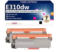 aauot Cartucho de Tóner Negro E310dw de Repuesto para DELL E310DW E515DW E514DW E515DN Impresora,Black-2 Pack