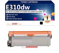 aauot E310dw Cartucho de Tóner de Alta Capacidad de Repuesto para DELL E310DW E515DW E514DW E515DN Impresora, 2600 Páginas,Black-1 Pack