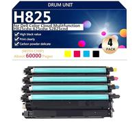 aauot H825 Unidad de Tambor de Repuesto para DELL Color Cloud Mulitfunction H825cdw 625cdw S2825cnd Impresora, Nítida y Nítida, 60000 Páginas,BCMY-1 Pack