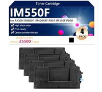 aauot IM550F Cartucho de Tóner de Repuesto Compatible para RICOH IM600F IM600SRF P801 IM550F P800 Impresoras, Alto Rendimiento 25500 Páginas, Fácil Instalación,Black-4 Pack