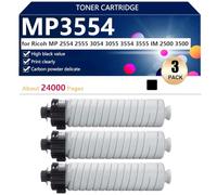 aauot MP3554 Cartuchos de Tóner Compatibles con Ricoh MP 2554 2555 3054 3055 3554 3555 IM 2500 3500 Impresora, Impresión de Alto Volumen 24000 Páginas,Black-3 Pack