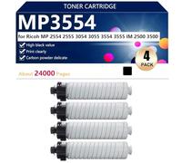 aauot MP3554 Cartuchos de Tóner Compatibles con Ricoh MP 2554 2555 3054 3055 3554 3555 IM 2500 3500 Impresora, Impresión de Alto Volumen 24000 Páginas,Black-4 Pack