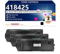 aauot Negro 418425 Caja de Tóner Residual de Alta Capacidad para Ricoh IM C2000 C2500 C2510 C3000 C3010 C3500 Impresora, Impresión de Alta Definición, 100000 Páginas,Black-3 Pack