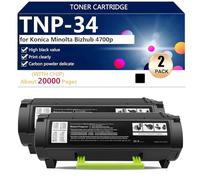 aauot (Paquete de 4) TNP-34 Cartuchos de Tóner de Extra Alto Rendimiento para Konica Minolta Bizhub 4700p Impresoras, Impresión de Alto Volumen,Black-2 Pack