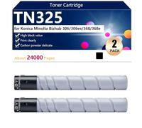 aauot TN325 Cartucho de Tóner Compatible para Konica Minolta Bizhub 306 306ee 368 368e Impresoras, Alto Rendimiento 24000 Páginas, Impresión Nítida,Black-2 Pack