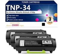 aauot TNP-34 Cartuchos de Tóner para Konica Minolta Bizhub 4700p Impresoras, para Escuelas, Hospitales y Bancos, 20000 Páginas,Black-3 Pack