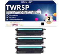 aauot TWR5P Unidad de Tambor Compatible para DELL C2660dn C2665dnf C3760n C3760dn C3765dnf S3840cdn S3845cdn Impresión, Nítida y Duradera,Black-3 Pack