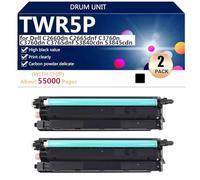 aauot TWR5P Unidad de Tambor Compatible para DELL C2660dn C2665dnf C3760n C3760dn C3765dnf S3840cdn S3845cdn Impresión, Nítida y Duradera,Black-2 Pack