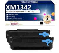 aauot XM1342 Cartuchos de Tóner Compatibles para Lexmark M1342 XM1342 XM3142 Impresoras, Gran Capacidad 18000 Páginas, Transparentes y Duraderas,2*Black