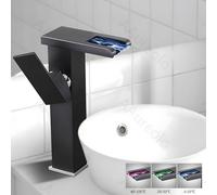 AAureolo Grifo LED Moderno y Sencillo, El Agua Corriente Genera Electricidad Sin Enchufar, Cambio De Tres Colores, Manija Lateral, Caño De Cascada, Instalación De Un Solo Orificio, Baño Cocina