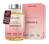 Aavalabs Omega 3 2000mg por dosis diaria (2 cápsulas) - 1000mg de EPA + 500mg de DHA por dosis diaria - Ácidos Grasos de Alta Potencia - Destilado Molecularmente - 120 Cápsulas - 60 días de suministro