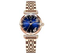 AAVEDA Reloj de pulsera para mujer, de acero inoxidable, con diamantes de imitación, de lujo, con fecha y corazón, S0.6x4.5