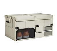 AAXgy Organizador de Maletero para Mitsubishi Mirage 1978-2022 2023 2024 2025 A03, Caja Plegable, con Tapa, Robusto, Gran Capacidad, Almacenamiento Compartimentado, Ahorro de Espacio,C-Beige