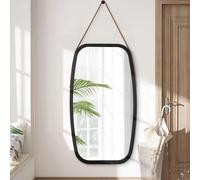 AAZZKANG Espejo colgante vintage negro rectangular de 77 x 44 cm con marco de bambú para dormitorio, sala de estar, baño o entrada