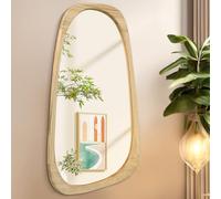 AAZZKANG Espejo de pared asimétrico de madera rústico irregular para colgar, 70 x 40 cm, grande, decorativo para baño, dormitorio, sala de estar, pasillo