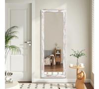 AAZZKANG Espejo de pared de longitud completa con marco de madera, 120 cm de largo x 40 cm de ancho, espejo colgante grande rústico para dormitorio, sala de estar, baño, rectangular, color blanco