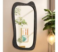 AAZZKANG Espejo de pared grande irregular de 80 x 50 cm, estilo retro, con marco de madera, para baño, dormitorio, sala de estar, entrada