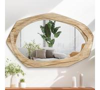 AAZZKANG Espejo de pared irregular grande con marco de madera, 70 x 45 cm, espejos colgantes asimétricos rústicos para baño, dormitorio, sala de estar, entrada