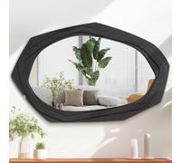 AAZZKANG Espejo de pared irregular negro con marco de madera, grande, 70 x 45 cm, espejos colgantes asimétricos vintage para baño, dormitorio, sala de estar, entrada