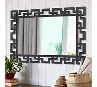 AAZZKANG Espejo decorativo de pared con marco de madera grande de 65 x 45 cm, espejos rectangulares modernos para colgar en dormitorio, sala de estar, baño, pasillo, entrada, color negro