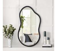 AAZZKANG Espejo pequeño irregular con marco de madera espejos decorativos negros asimétricos para pared de dormitorio, vestidor, sala de estar, baño, entrada