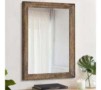 AAZZKANG Espejo rectangular de madera rústica decorativo para colgar en la pared con marco para dormitorio, sala de estar, baño, marrón, 40 x 30 cm