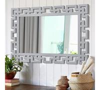 AAZZKANG Espejos decorativos para pared 65 x 45 cm Gran espejo rústico rectangular para colgar con marco de madera Decoración artística para dormitorio, salón, baño, pasillo