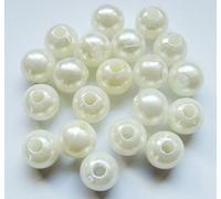 AB-Fashion07 Perlas de cera de 8 mm, aprox. 20 unidades, perlas artificiales, perlas decorativas con agujero, color: blanco