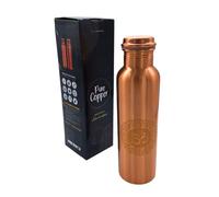 AB India Crafts Botella de Cobre Premium de 99,9% Cobre Puro de 900 ml - Símbolo Om Aum - Botella de Yoga y Meditación - Agua Ayurveda - Hecha a Mano